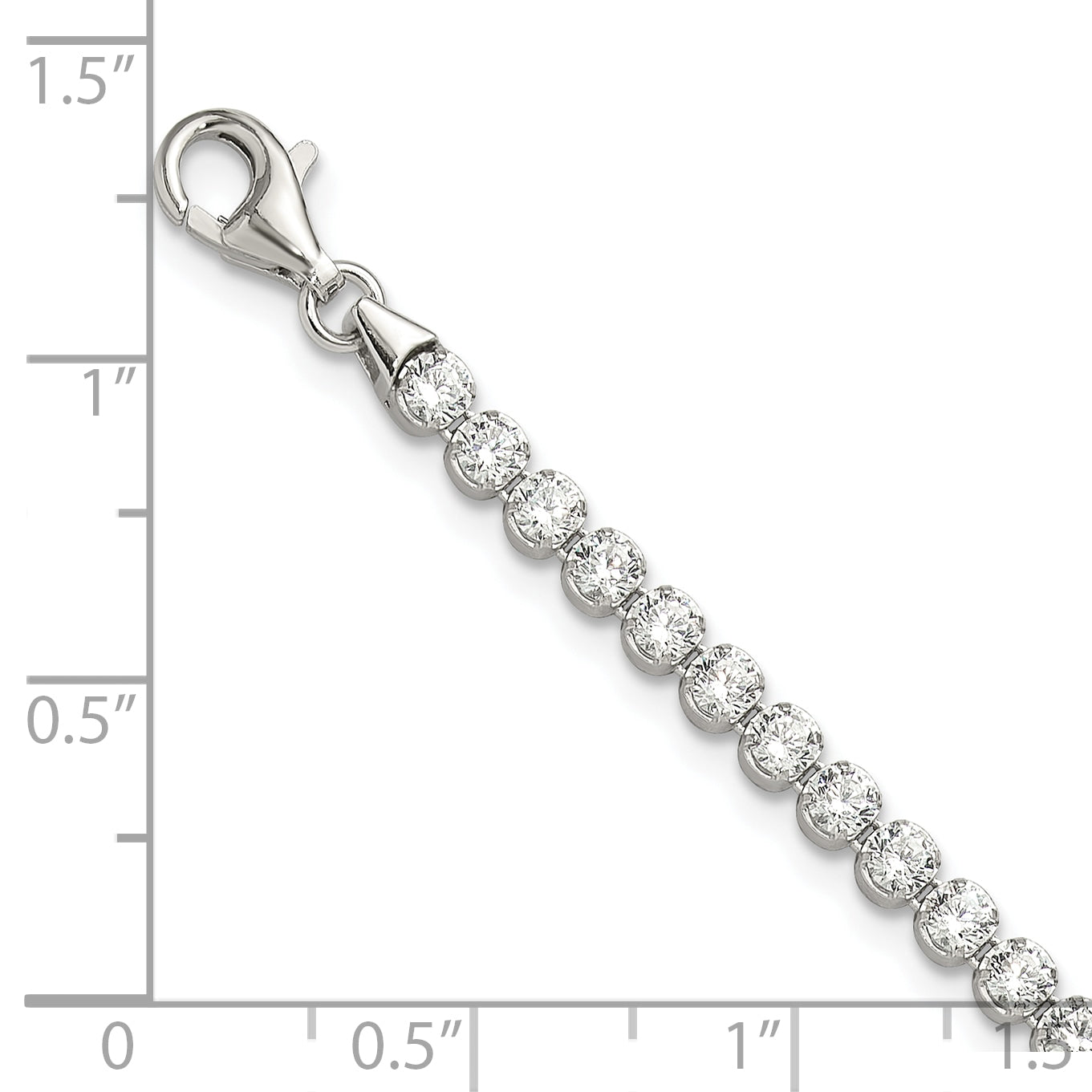 Sterling Silver Rhodium-plated 3.5mm Round CZ 7.5in Tennis Bracelet