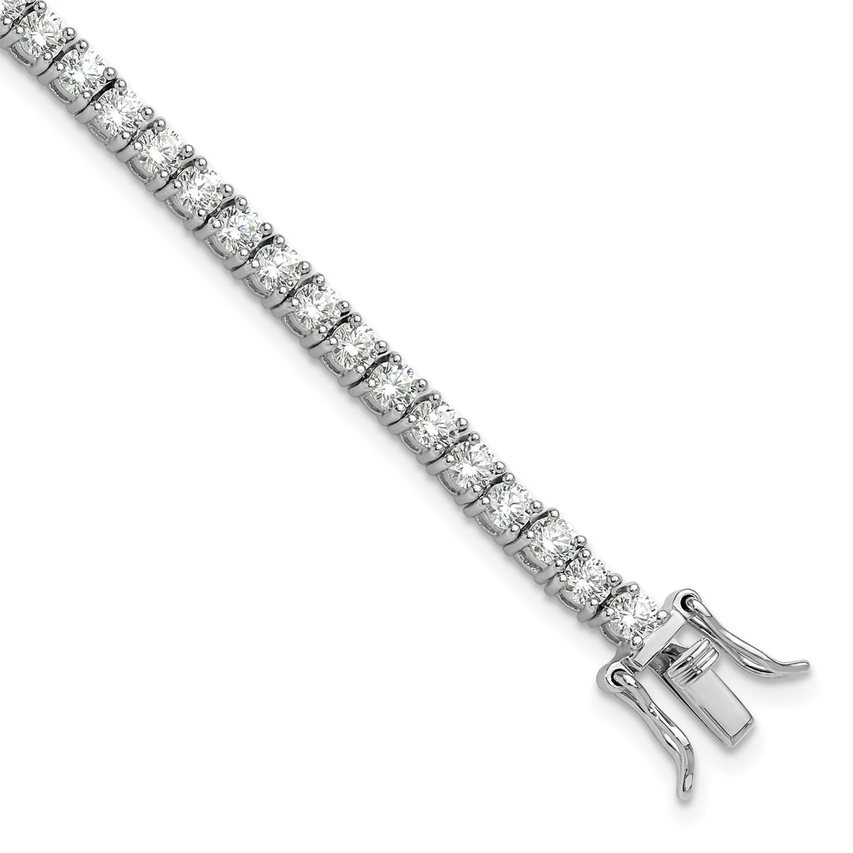 Sterling Silver Rhodium-plated Polished CZ Tennis Bracelet