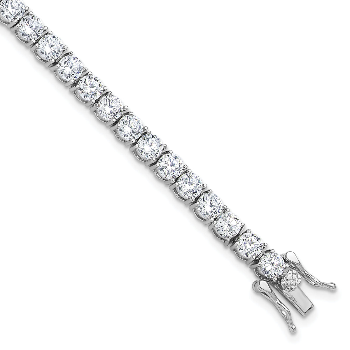 Sterling Silver Rhodium-plated 4mm CZ 7.5in Tennis Bracelet