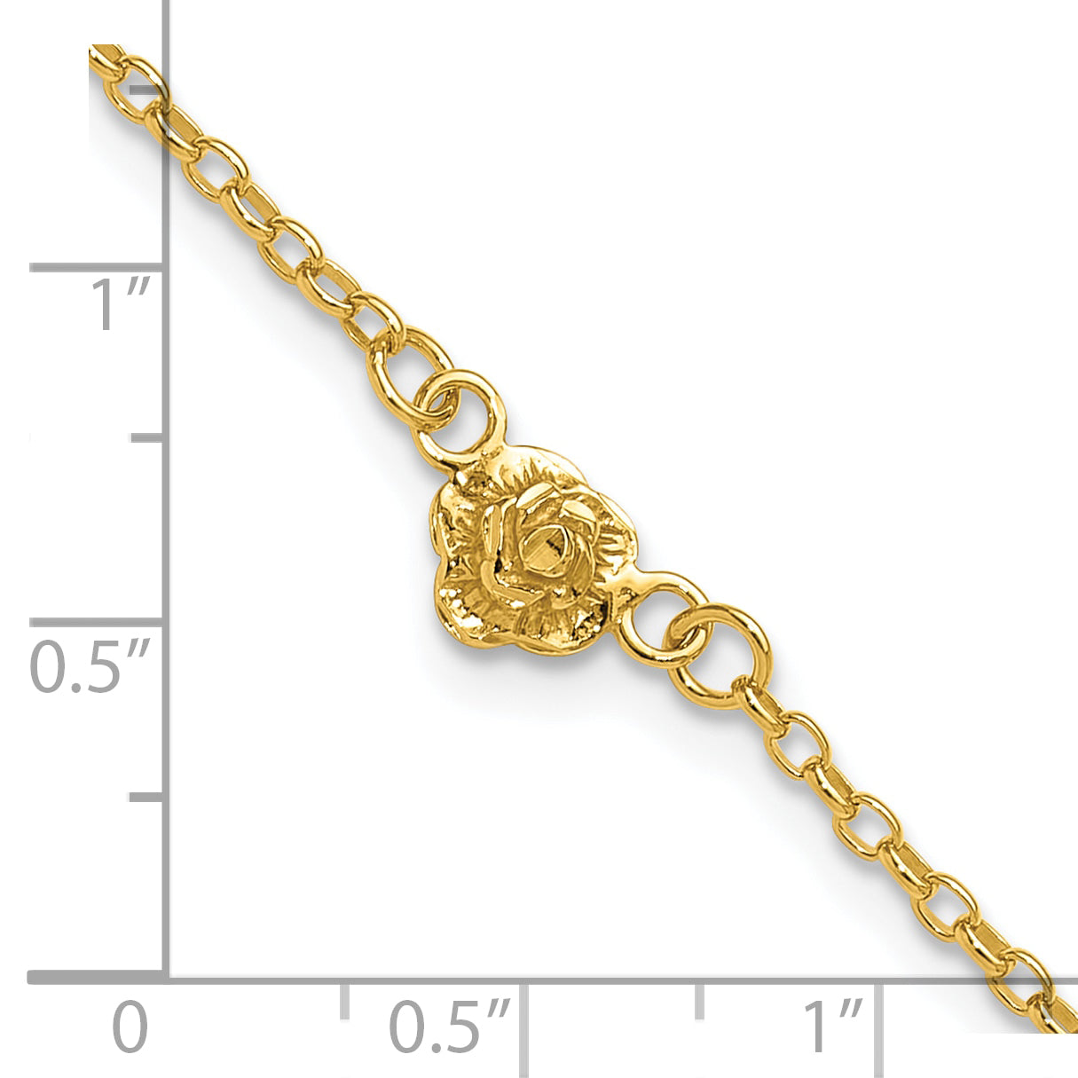 Sterling Silver Gold-tone Flower Charm 9in Anklet