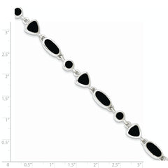 Sterling Silver Rhodium-plated Onyx Bracelet