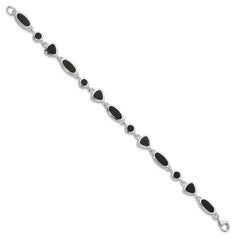 Sterling Silver Rhodium-plated Onyx Bracelet