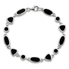 Sterling Silver Rhodium-plated Onyx Bracelet