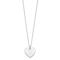 Sterling Silver 925 Engravable Heart Necklace Box Chain Elegant Polished