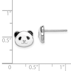 Sterling Silver Madi K Rhodium-plated Polished Black & White Enameled Panda Children's Post Earrings