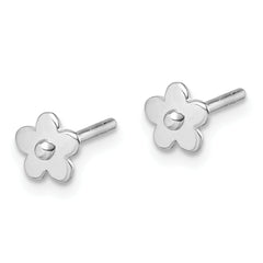 Sterling Silver Madi K RH-plated Flower Children's Post Earrings