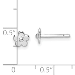 Sterling Silver Madi K RH-plated Flower Children's Post Earrings