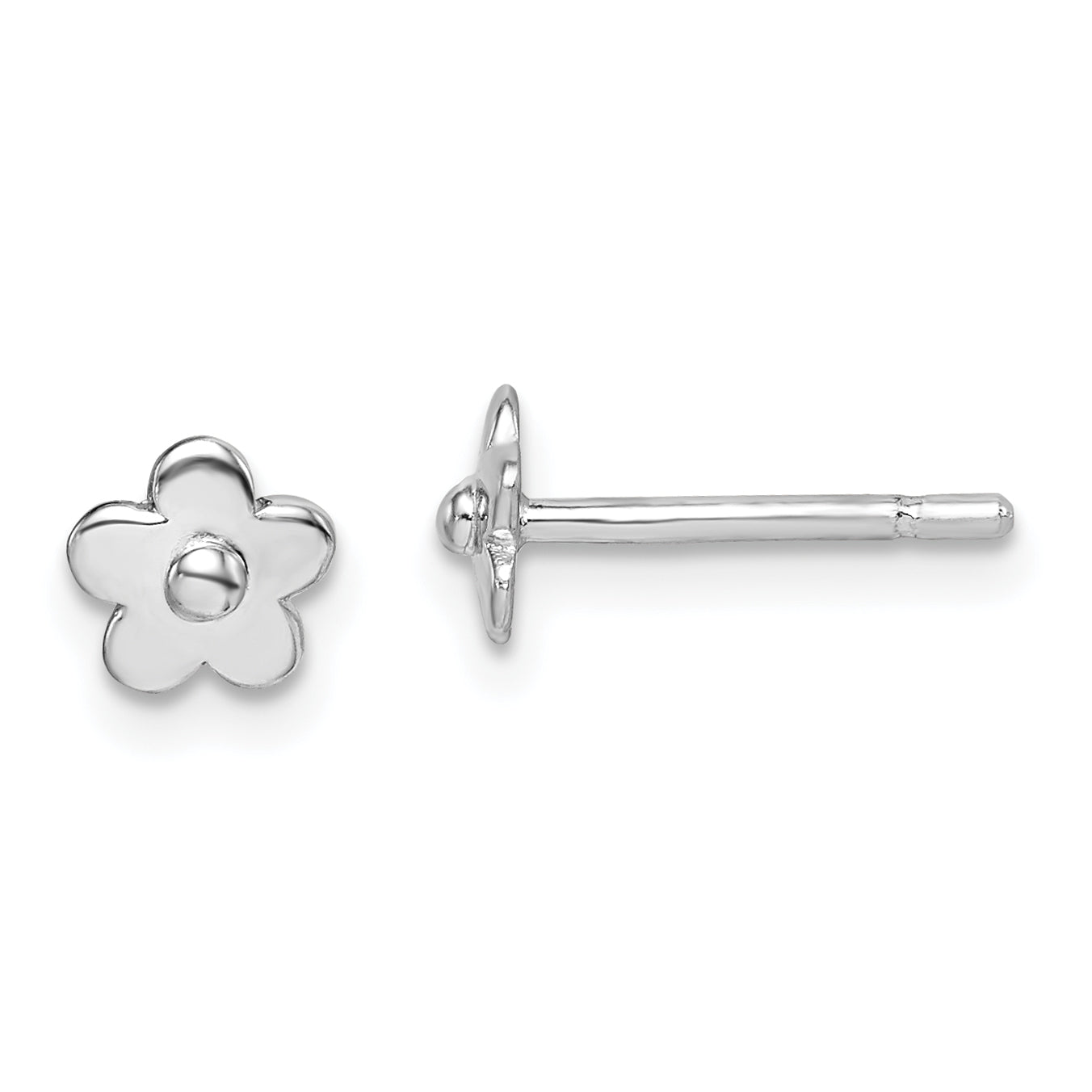 Sterling Silver Madi K RH-plated Flower Children's Post Earrings