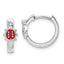 Sterling Silver Madi K Rhodium-plated Polished Red Enameled Ladybug Round Hoop Earrings