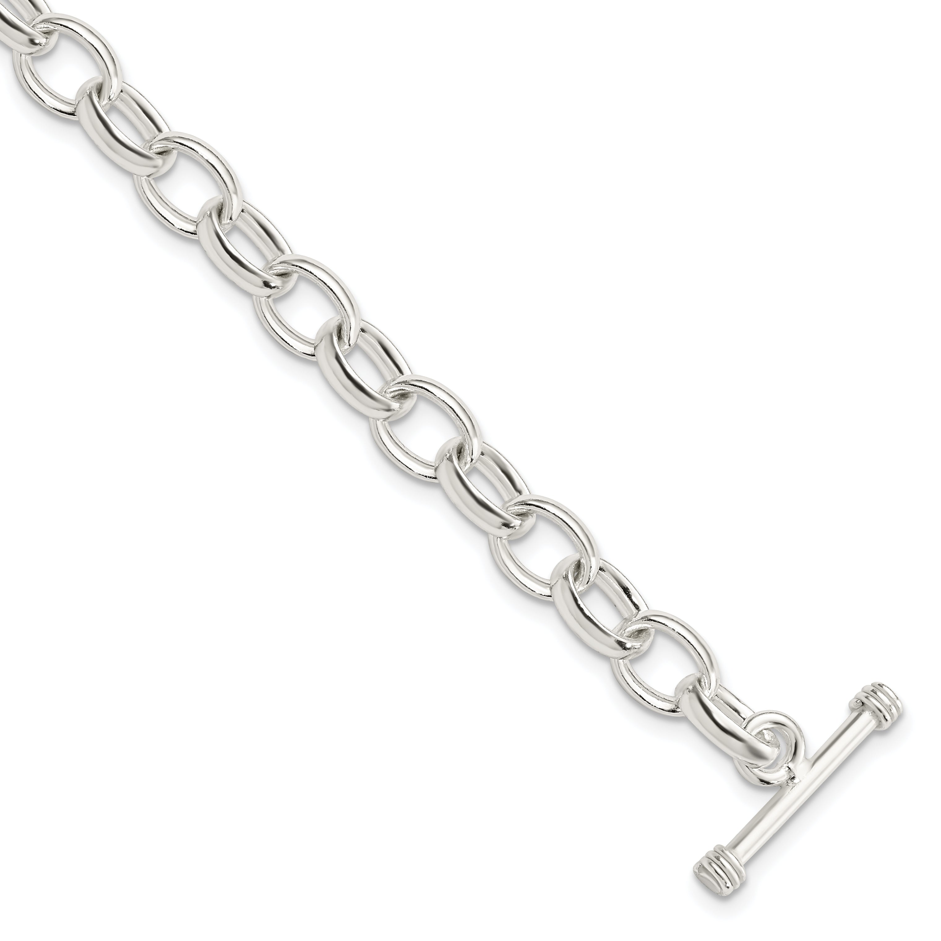 Sterling Silver 8.75inch Polished Fancy Link Toggle Bracelet