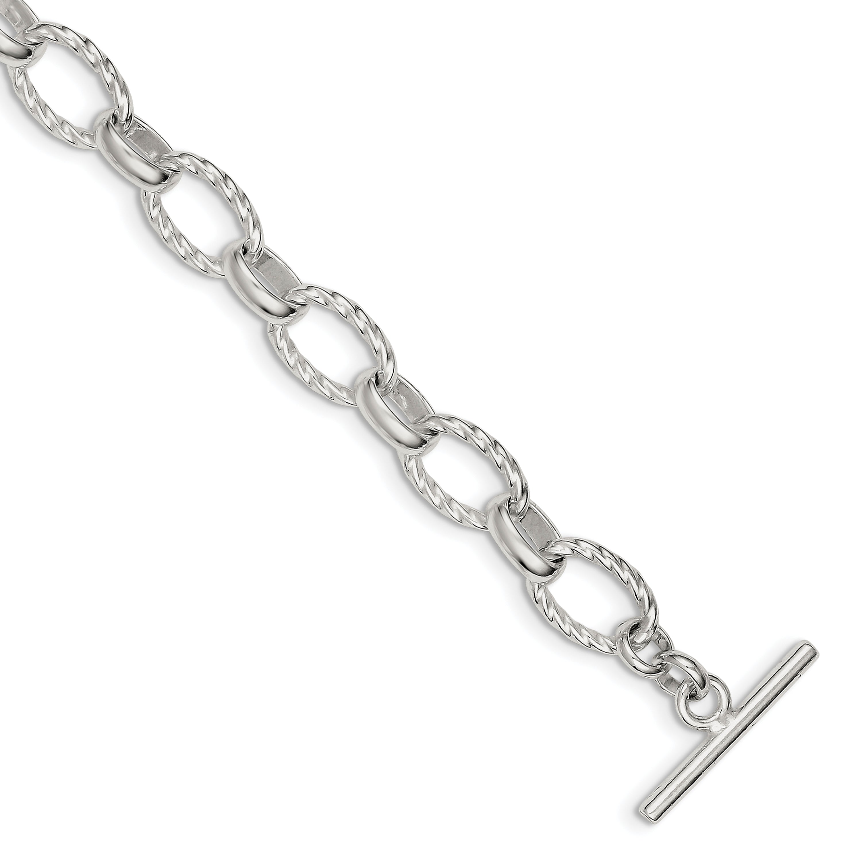 Sterling Silver 8.75inch Polished Fancy Link Toggle Bracelet