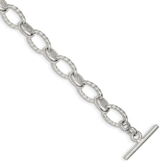 Sterling Silver 8.75inch Polished Fancy Link Toggle Bracelet