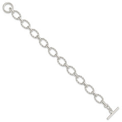 Sterling Silver 7.75inch Polished Fancy Link Toggle Bracelet
