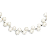 Sterling Silver 925 Button Pearl Necklace with Polished Finish Elegant Design - 16
