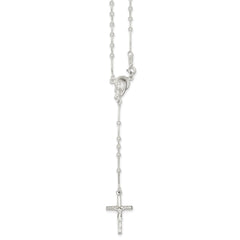 Sterling Silver 925 Rosary Necklace with Polished Finish Elegant Design - 18