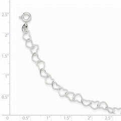 Sterling Silver 8inch Polished Fancy Heart Link Bracelet