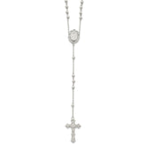 Sterling Silver 925 Polished Rosary Necklace with Elegant Solid Design