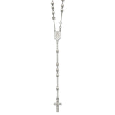 Sterling Silver 925 Polished Rosary Necklace with Hollow Design by Sophia Jewelers