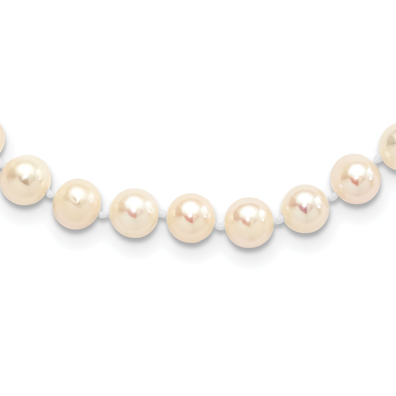 Sterling Silver Rhodium 6-7mm White Freshwater Cultured Pearl Necklace