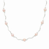 Sterling Silver 925 Pink Freshwater Pearl Necklace Elegant 18 Chain