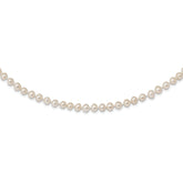 Sterling Silver Rhodium 5-6mm White Freshwater Cultured Pearl Necklace