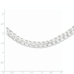 Sterling Silver 925 Braided Fancy Necklace with Polished Anti-Tarnish Finish