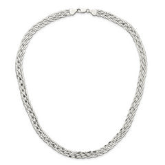 Sterling Silver 925 Braided Fancy Necklace with Polished Anti-Tarnish Finish