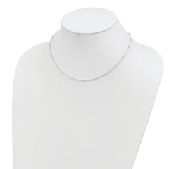 Sophia Jewelers 925 Sterling Silver Beaded Necklace with Polished Mesh Design