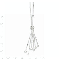 Sterling Silver 925 Beaded Tassel Necklace with Polished Finish for Women