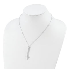 Sterling Silver 925 Beaded Tassel Necklace with Polished Finish for Women