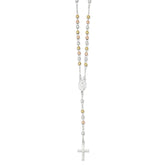 Sophia Jewelers Sterling Silver Two-Tone Gold-Plated Rosary Necklace 24