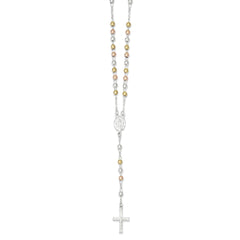 Sophia Jewelers Sterling Silver Two-Tone Gold-Plated Rosary Necklace 24