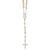 Sophia Jewelers Sterling Silver Two-Tone Gold-Plated Rosary Necklace 24