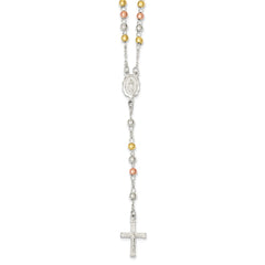 Sophia Jewelers Sterling Silver Two-Tone Gold-Plated Rosary Necklace 24