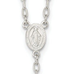 Sterling Silver Tri-Color Rosary Necklace with Polished Finish, 26-Inch