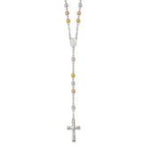Sterling Silver Polished Rosary Tri-color Beads Necklace