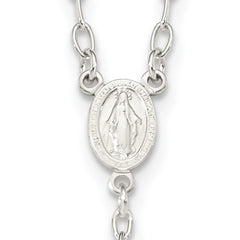 Sterling Silver Tri-color Rosary Necklace with Gold-Plated Polished Beads