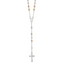 Sterling Silver Tri-color Polished Textured Bead Rosary 26 inch Necklace