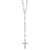 Sterling Silver Polished and Textured Bead Rosary 26 inch Necklace
