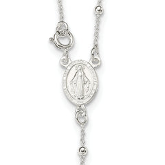 Sterling Silver 925 Rosary Necklace Polished Finish Elegant Women's Design