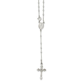 Sterling Silver 925 Rosary Necklace with Polished Finish Elegant 18-Inch