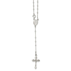 Sterling Silver 925 Rosary Necklace with Polished Finish Elegant 18-Inch