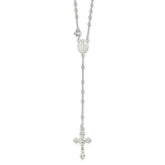 Sterling Silver Polished Bead Rosary 16 inch Necklace