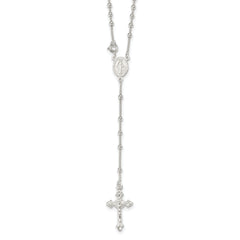 Sterling Silver Polished Bead Rosary 16 inch Necklace