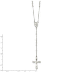 Sterling Silver 925 Polished Rosary Necklace 18 Women's Elegant Design