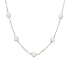 Sophia Jewelers Sterling Silver Cultured Pearl Necklace with Rhodium Elegance