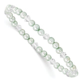 Children's 4mm Green Shell Bead & Crystal Stretch Bracelet