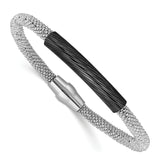 Sterling Silver Ruthenium-plated Bar Mesh Bracelet