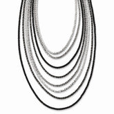 Sterling Silver Ruthenium-Plated 8 Strand Tassel Necklace with Extender