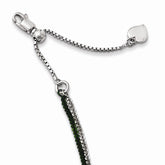 Sterling Silver Rhodium & Green Plated 2 Strand Adj. 18-20 Inch Necklace